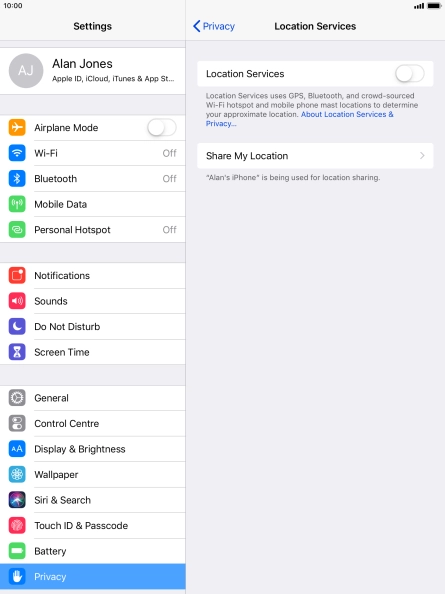 Press the indicator next to 