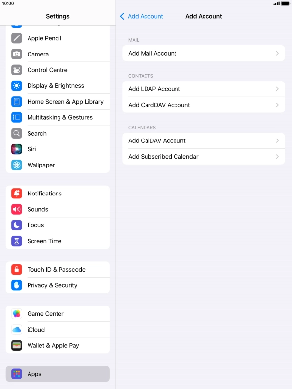 Press Add Mail Account.