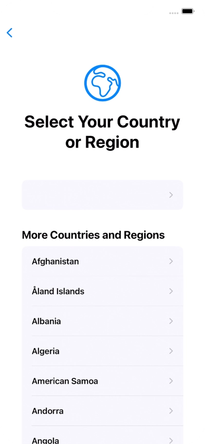 Press the required country or area.