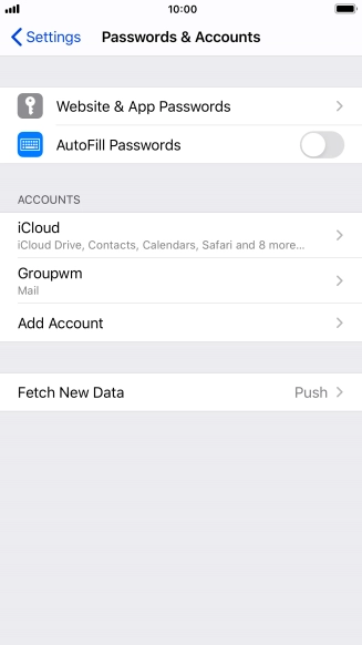 Press the name of the email account you've just set up.