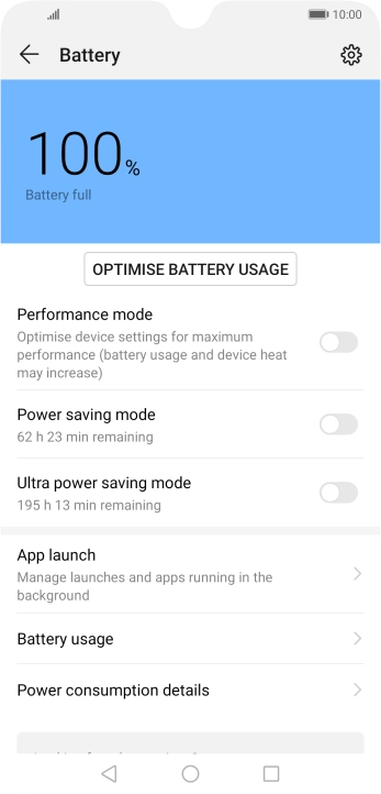 Press the indicator next to the required setting to turn on the function.
