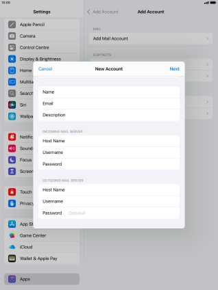 Press Password and key in the password for your email account. Please note that if you're using Vodafone's outgoing server, leave the password field empty.