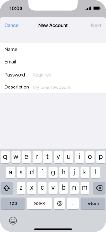 Press Password and key in the password for your email account.
