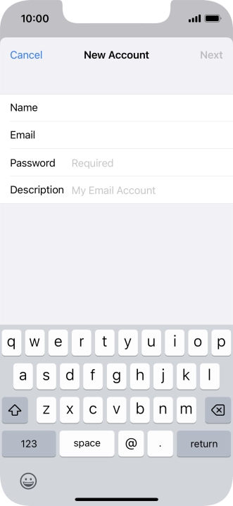 Press Password and key in the password for your email account.