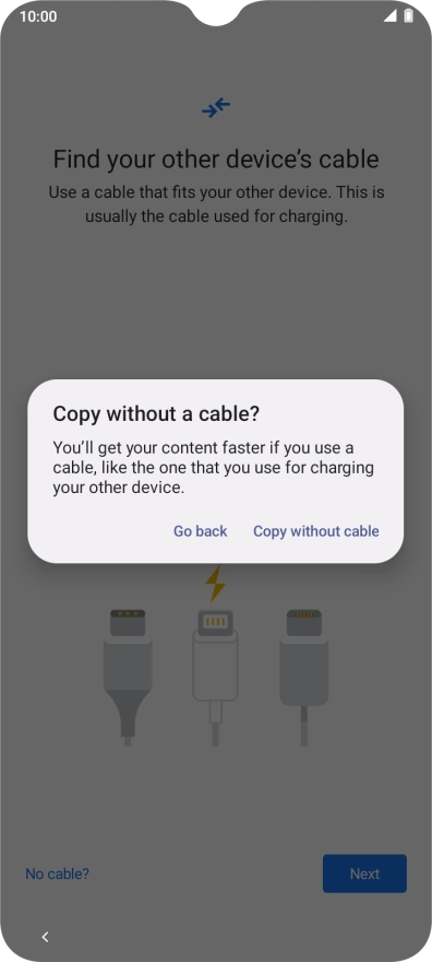 Press Copy without cable.