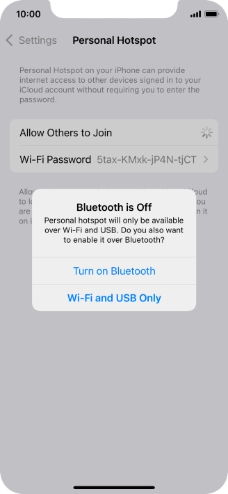 If Wi-Fi is turned on, press Wi-Fi and USB Only.
