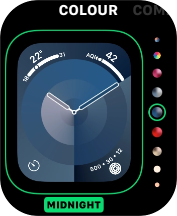 Turn the Digital Crown to change between the different designs.