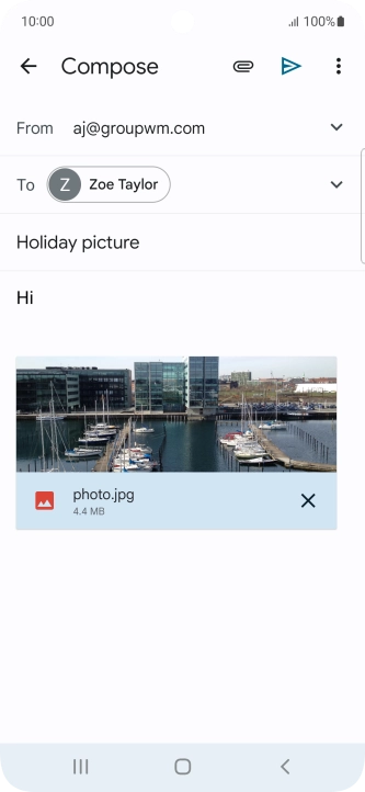 Press the send icon when you've finished your email message.