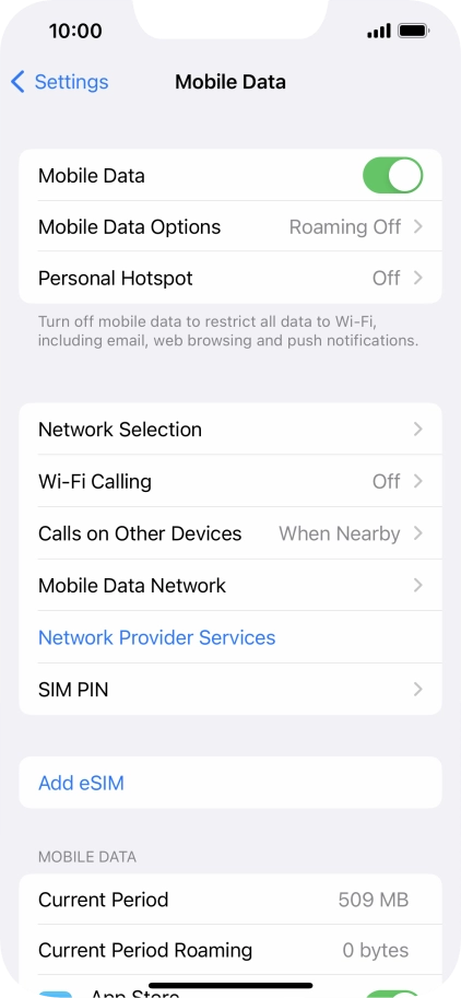 Press Mobile Data Options.