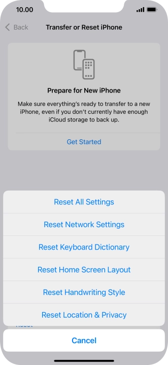Press Reset All Settings.