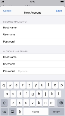 Press Password and key in the password for your email account. Please note that if you're using Vodafone's outgoing server, leave the password field empty.