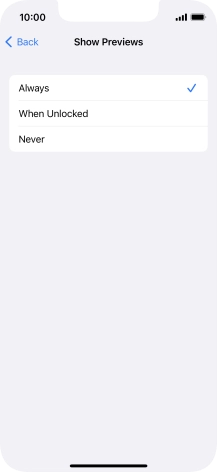 To select notification preview on the lock screen, press Always.