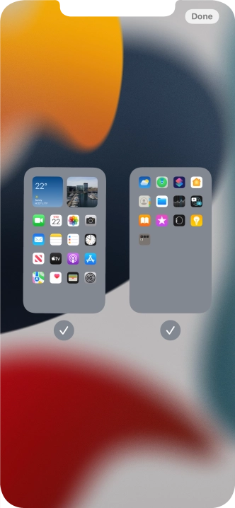 Press the fields below the required home screens to select or deselect them.