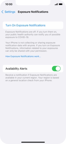 Press Turn On Exposure Notifications.