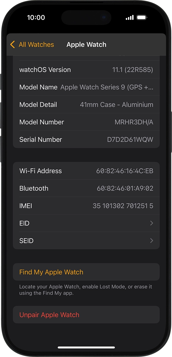 On your phone: Press Unpair Apple Watch.