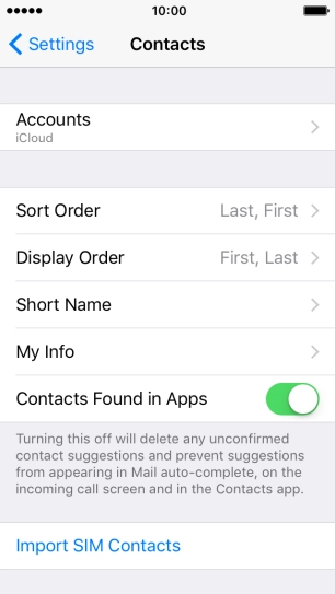 Press Import SIM Contacts.