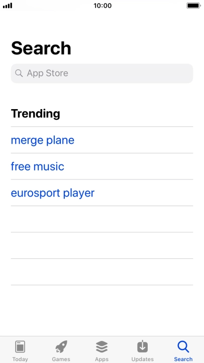 Press the search field and key in the name or subject of the required app.