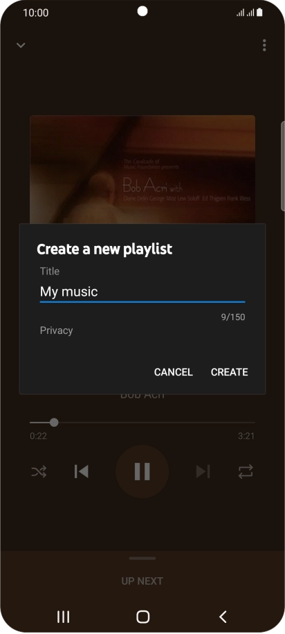Key in a name for the playlist and press CREATE.