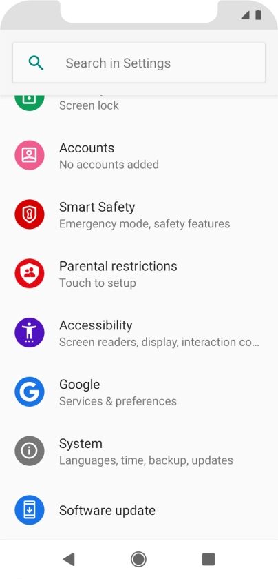 Press Software update. If a new software version is available, it's displayed. Follow the instructions on the screen to update the phone software.