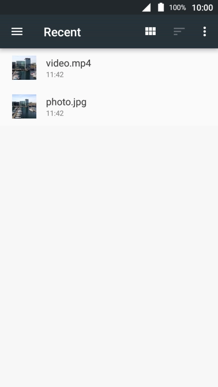 Slide your finger right starting from the left side of the screen and go to the required folder.