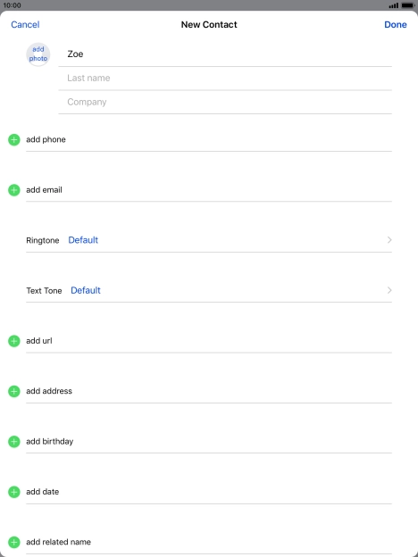 Press Last name and key in the last name.