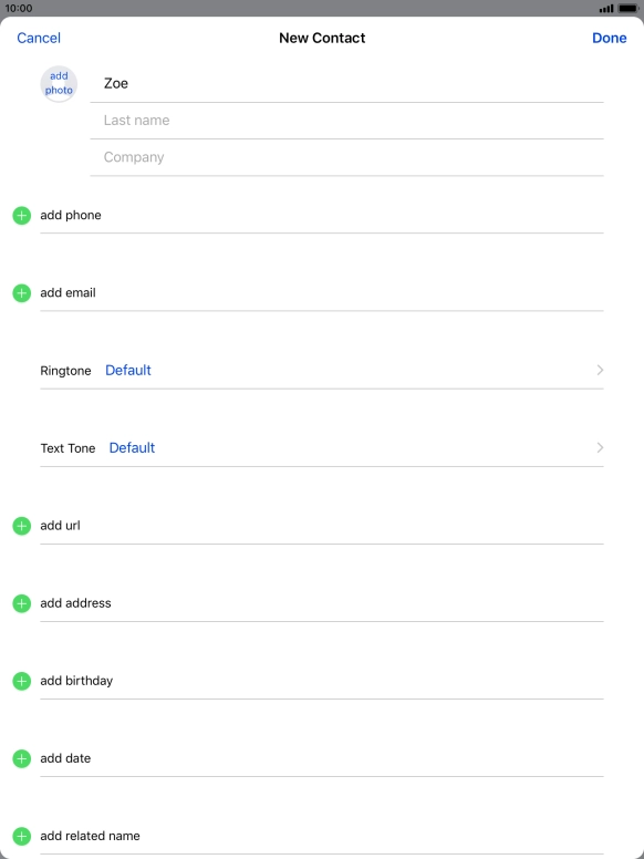 Press Last name and key in the last name.