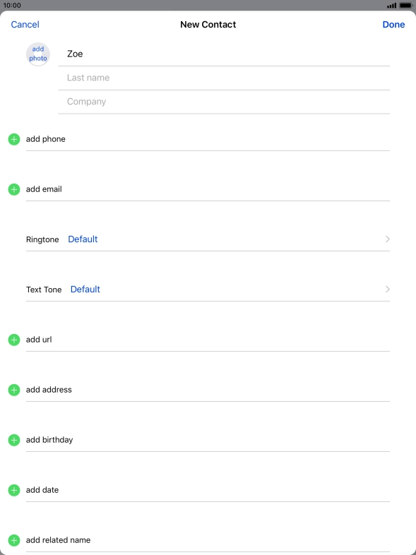Press Last name and key in the last name.