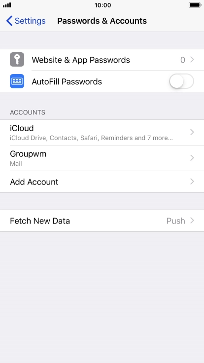 Press the name of the email account you've just set up.