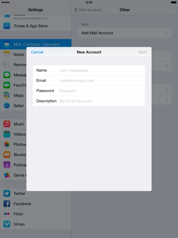 Press Name and key in the required sender name.