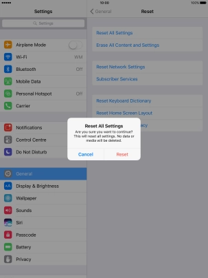 Press Reset. Wait a moment while the factory default settings are restored. 
Follow the instructions on the screen to set up your tablet and prepare it for use.