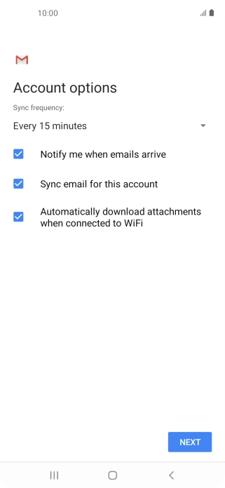 If this screen is displayed, you email account has been recognised and set up automatically. Follow the instructions on the screen to key in more information and finish setting up your phone.