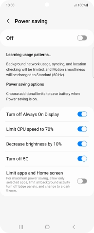 Press the indicators next to the required settings.