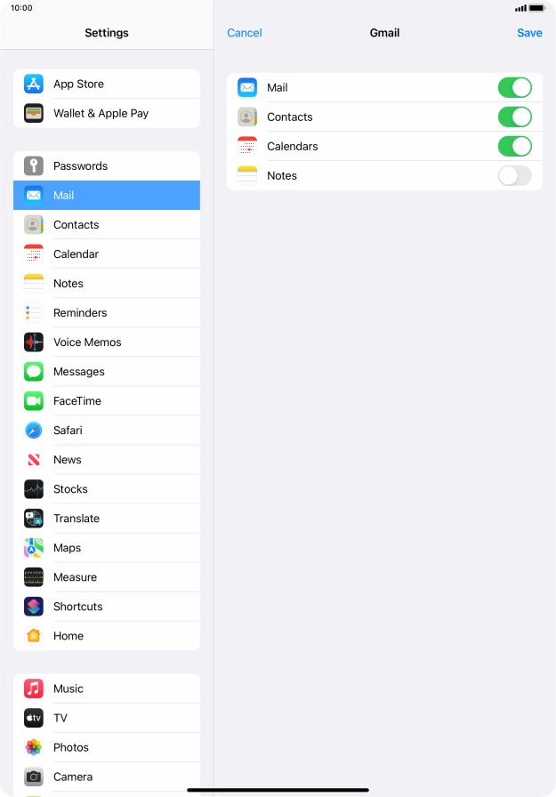 If this screen is displayed, you email account has been recognised and set up automatically. Follow the instructions on the screen to key in more information and finish setting up your tablet.
