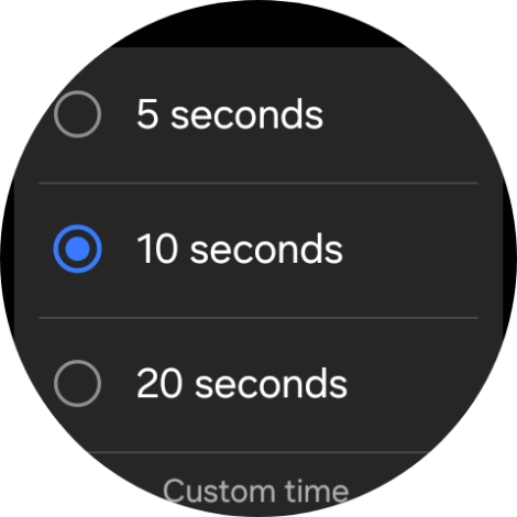Press the required setting to choose how long the countdown should be before your smartwatch calls the emergency dispatch centre when a hard fall is detected.