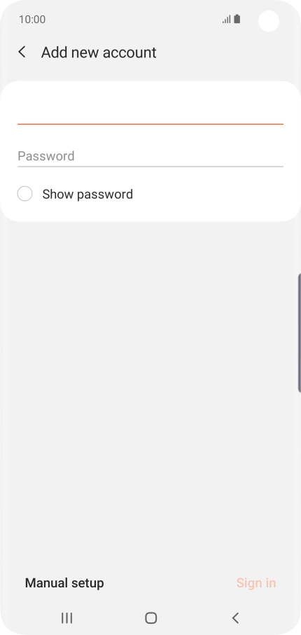 Press Password and key in the password for your email account.