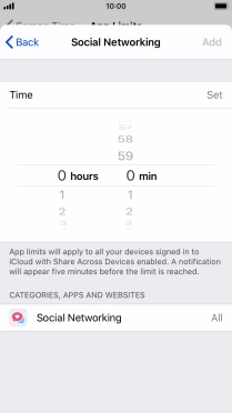 Set the required time limit for use of the selected category.
