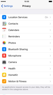 Press Location Services.