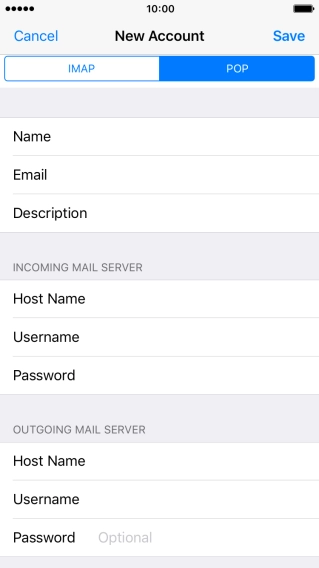 Press Password and key in the password for your email account.