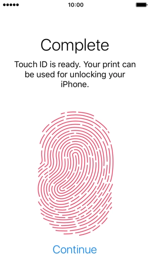 Press Continue. If you haven't previously selected a phone lock code, key in a code of your own choice twice.