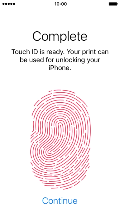 Press Continue. If you haven't previously selected a phone lock code, key in a code of your own choice twice.