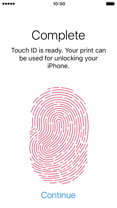 Press Continue. If you haven't previously selected a phone lock code, key in a code of your own choice twice.