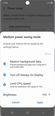 Press Apply to turn on the function.