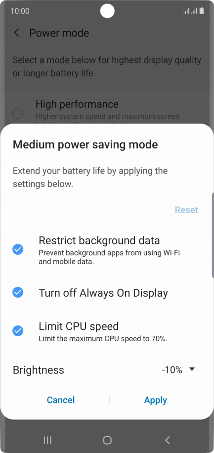 Press Apply to turn on the function.