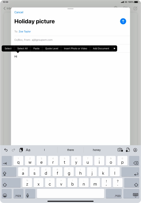 Press Insert Photo or Video and follow the instructions on the screen to attach a picture or a video clip.