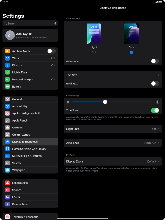Press the indicator next to 