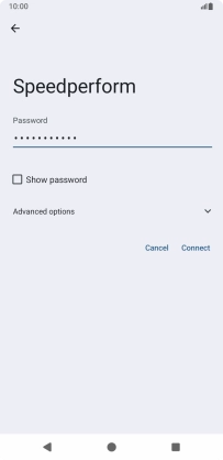 Key in the password for the Wi-Fi network and press Connect.