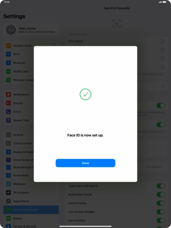 Press Done. If you haven't previously selected a lock code, key in a code of your own choice twice.