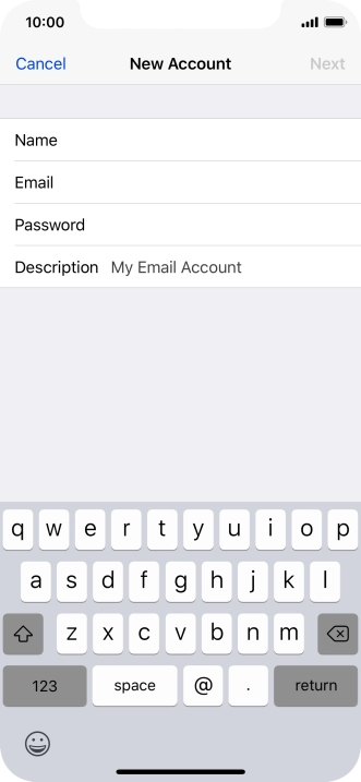 Press Password and key in the password for your email account.