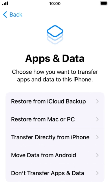 You can transfer content from an Android phone when your phone is activated for the first time and after a factory reset. When this screen is displayed, your phone is ready to transfer content from an Android phone.