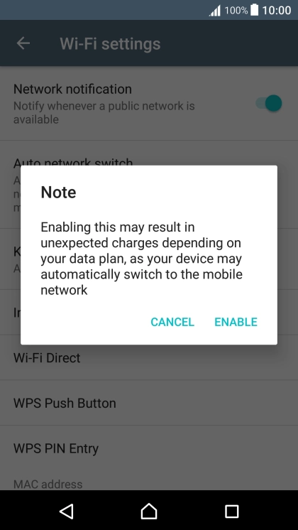 If you turn on the function, press ENABLE.
